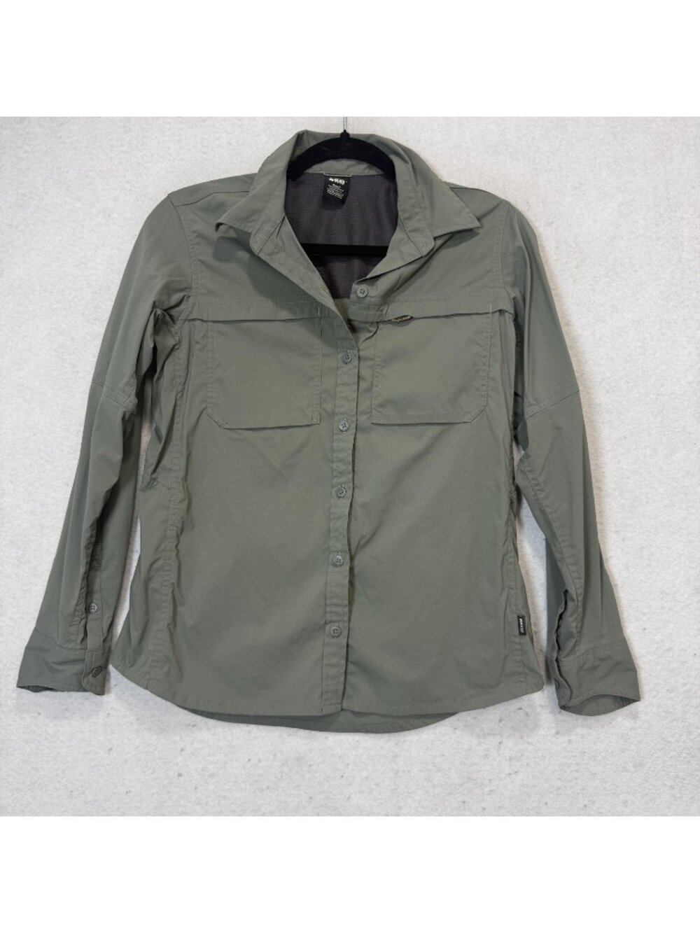 REI Co-op Shirt Womens Small Green Long Sleeve Button Front Hiking Stretch Top